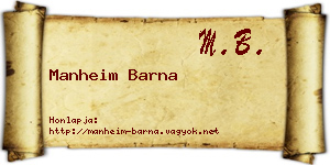 Manheim Barna névjegykártya